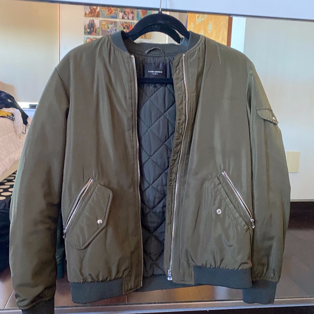 Zara Green Bomber Jacket